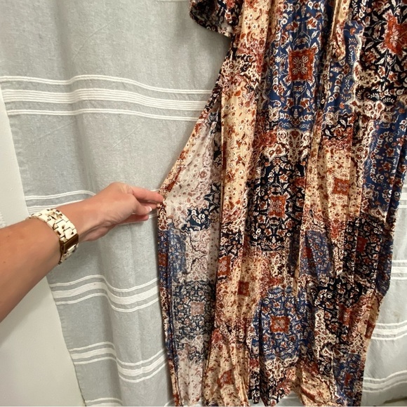 NWT LULUS / Mosaic Marvel Rust Orange Print Long Sleeve Maxi Dress Size XL - Picture 8 of 12